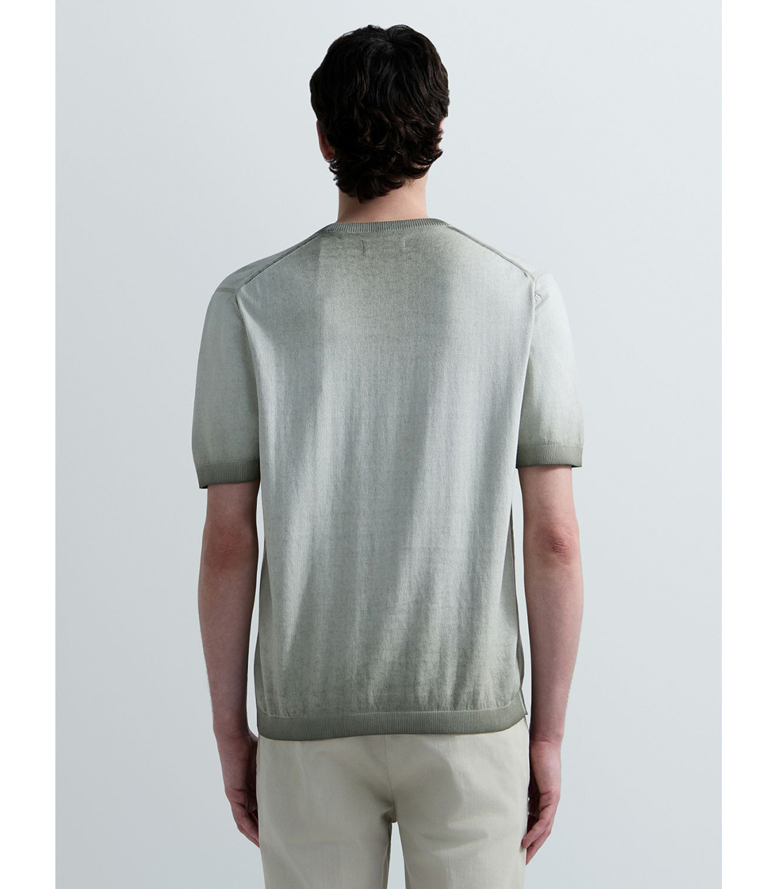 オンブレコットンクルーネックハーフスリーブセーター 詳細画像 モスグリーン 3